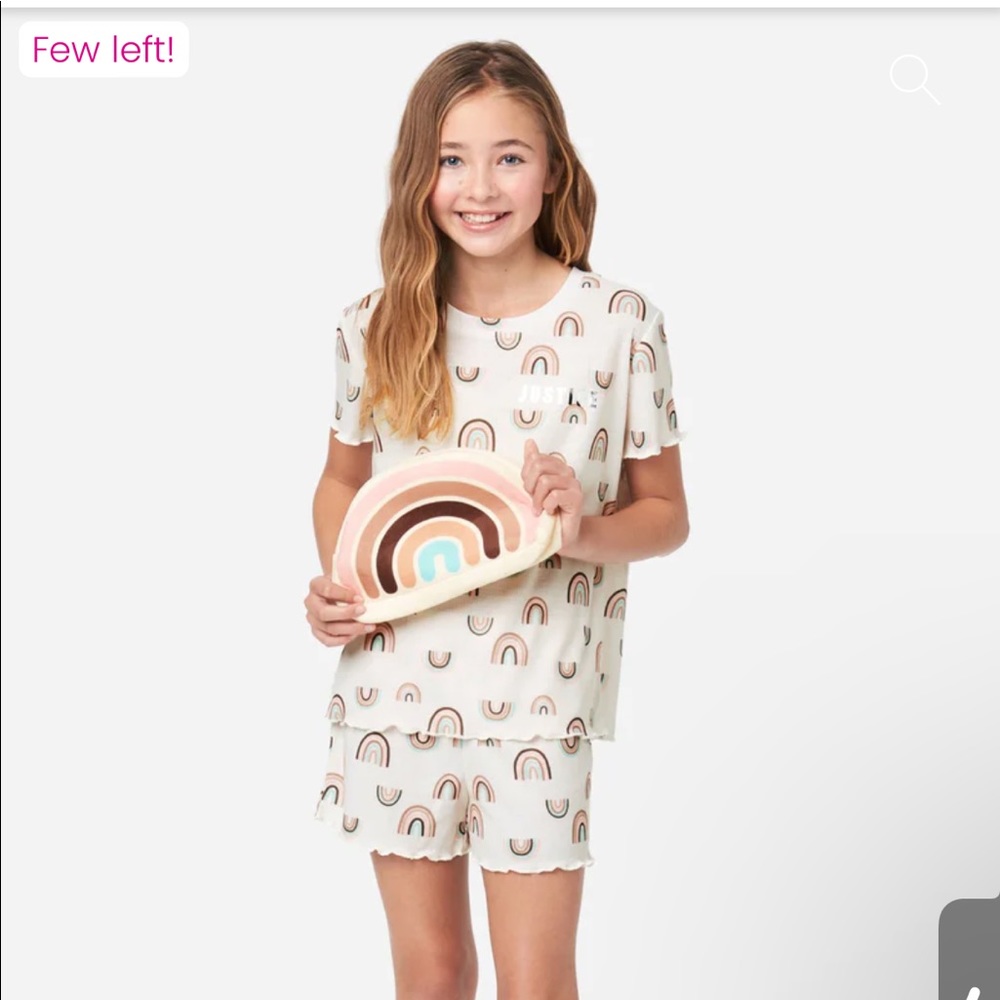 Justice rainbow pajama short set